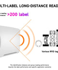 SA810 UHF RFID Reader With Circular Polarize Antenna Long Range For Parking Gate Access Control System showing RFID tag compatibility