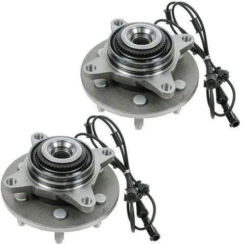 Rock Solid 6 Piece Front Suspension Kit Including Inner And Outer Tie Rod Ends Plus Left Right Wheel Hub Bearings For Ford Expedition And Lincoln Navigator 4WD Models Year 2003 Through 2006, showing inner and outer wheel hub bearings.