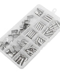 Assorted 100 Piece Shelf Pins And Pegs for wood shelves and cabinets, with 10 styles including L shape and spoon style pegs.