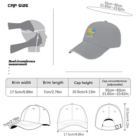 Dimensions and features of Show Your Work Math Themed Adjustable Light Grey Hat For Women Cool Low Profile Cotton Cap