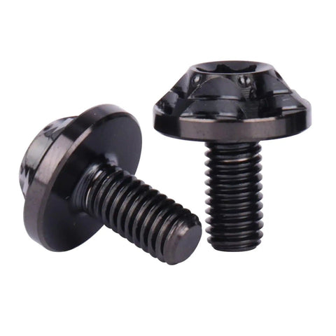 Beefy Titanium M5x10mm Torx Head Bolt T30 Set, black finish, for bikes and motorcycles, 6AL-4V TC4 Grade 5 titanium alloy, two bolts