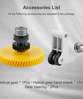 All Metal Hotend P1S Extruder Kit gear accessories for Bambu Lab X1 X1C P1 P1P 3D Printers, including yellow helical gear and bearings