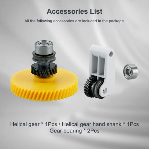 All Metal Hotend P1S Extruder Kit gear accessories for Bambu Lab X1 X1C P1 P1P 3D Printers, including yellow helical gear and bearings