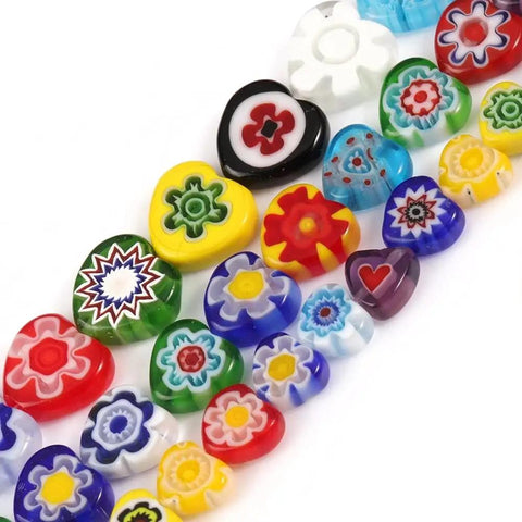 Premium Quality Fresh Hella Sparkly Lampwork Glass Beads Loose Round Spacers For Diy Bracelet Necklace Jewelry Crafting And Dress Decor Accents 10Mm 44 Pieces - Colorful heart-shaped beads.