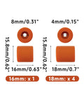 Tough Blue Aluminum Leveling Nuts Kit With Hot Bed Springs, M4 Screws, And Silicone Mounts For Ender 3 Series And CR 10 3D Printers Includes 4 Leveling Nuts, 4 Springs, 4 Screws, And 5 Silicone Bed Mounts For Solid Bed Alignment image of silicone mounts with measurements