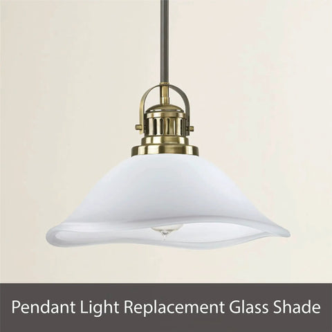 Alabaster Glass Lamp Shade Replacement for Medium Base Sockets, 11.5 Inch Diameter, 4 Inch Height, on pendant fixture.