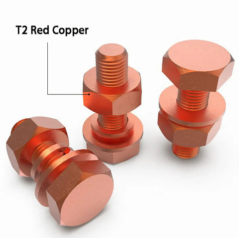 M8 Hex Bolts Nuts Washer Kit With 2 Hex Bolts 2 Nuts 2 Flat Washers And 2 Spring Lock Washers In Pure Copper T2 Conductive Material