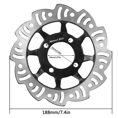 Front Hydraulic Disc Brake Kit With Master Cylinder And Caliper Assembly Rotor And Pads For 50cc 70cc 90cc 110cc And 125cc Dirt Bikes And ATVs Heavy Duty Upgrade For Tao Tao Db10 Db14 SSR125 SSR110 Apollo And Other Chinese Pit Bikes showing brake rotor dimensions.
