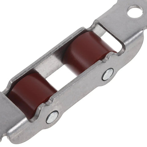 Close-up of a wheeled stainless steel sliding window roller featuring whisper quiet ball bearing action.