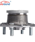 Rear Wheel Bearing And Hub Assembly For Honda Civic 2001-2005 And Acura EL 2001-2005 4 Lug With ABS Plug And Play Ready Replacement Part 512175 With 66mm Hub Pilot And 139mm Flange, side view of metal hub assembly