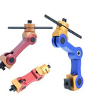 No Sweat Hella Fast Adjustable CNC Mill Machine Workpiece Stop Positioner And Multi Function Locator Tool in red and blue.