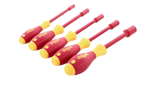 Insulated Cushion Grip Nut Driver Set Pro Grade 1000 Volt Rated And 10,000 Volt Tested For Electricians And DIYers with colored handles