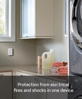 Nailed It 15 Amp Dual Function AFCI GFCI Outlet With Quick Self Test Cycle installed in a contemporary laundry room.