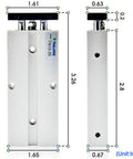 Aluminum Pneumatic Air Cylinder 10mm Bore 25mm Stroke Double Rod Double Acting With M5 Port 0 To 145 Psi TN1025