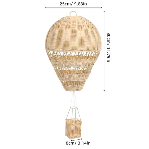 Natural Rattan Woven Hot Air Balloon Wall Decor For Nursery And Kids Room Boho Chic Dreamy Vibe With Handmade Texture And Earthy Tones For Modern Home