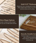 Kickass 2 Piece Acrylic Charcuterie Board Handle Router Template Set With Long And Short Handle Styles Clear woodworking guide showing handle shape options.