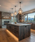 Pro Grade Reactive Water Based Wood Stain For Interior Or Exterior Creates A Badass Smoked Black Brown Finish With Real Deal Charred Rustic Appeal That Bonds Deep Through Natural Tannins Delivering Top Notch Architectural Depth In A Heavy Duty Fifty Five applied on kitchen cabinetry with rustic charm.