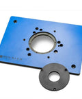 Phenolic Router Plate B for Easy Lift and Quick Bit Changes on Your Router Table, durable blue insert with multiple holes