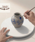 Hand painting vase on 9 Inch White Acrylic Lazy Susan Turntable With Ball Bearing Rotation Holds Up To 55 Lb Spices, Cake Stand, Paints