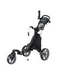 Hardcore Lightweight Foldable Golf Push Cart With Zero Hassle Quick Release Frame And Smooth 360 Rotating Front Wheel adjustable handle and cooler.