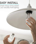 Person installing A19 LED Bulb 75W Equivalent 1100 Lumens 4000K Cool White Dimmable 11W Enclosed Fixture Rated Energy Star