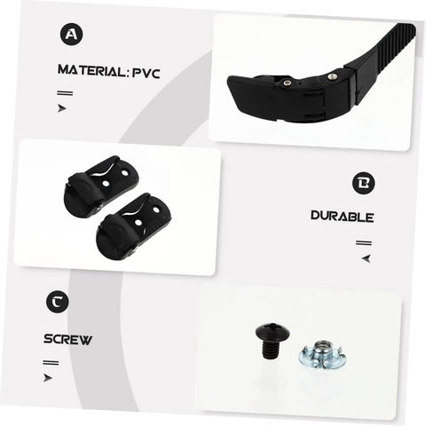 Two Pack Roller Skate Straps With Buckle And Screws For Inline Skates Durable Energy Belts Easy Install Adjustable Fit Black PVC