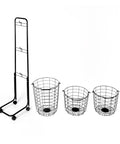 Three-Tier Laundry Cart On Wheels With Heavy-Duty Wire Baskets and Removable Bins