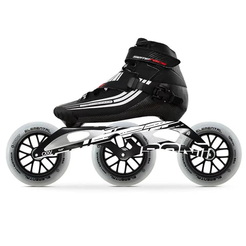 125mm Semi Race Inline Skates For Speed Skating Three Wheel Roller Blades Power Slide Ready Blue Black Size Eight Point Five