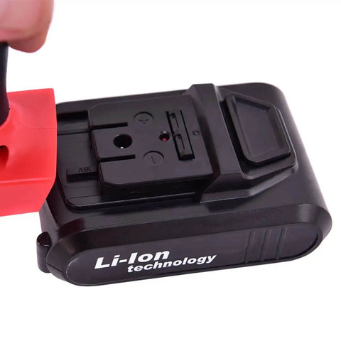 Ready For Any Rig This Badass 18V Cordless Drill And Driver Delivers Killer Torque Through Its Feather Touch Variable Speed Dial And Dependable 3/8 Inch Keyless Chuck Setup Paired With A Glowing Led Work Lamp. Close-up of 18V lithium-ion battery and connector.