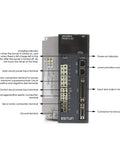 Rugged 1.5 Kw AC Servo Motor Package With Snappy Drive Controller And Ten Meter Wiring Harness For Heavy Duty Radiator Cooling Fan Jobs. Detailed view of controller connections and indicators.