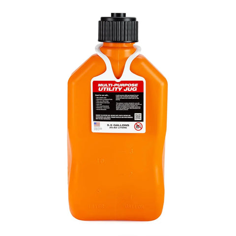 No Sweat Five Point Five Gallon Square Jug Bundle In Loud Orange shows a single 5.5-gallon heavy-duty orange utility jug.