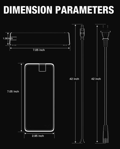Straight Up Fast 54.6V 2A Ebike Charger For 48V Lithium Battery dimensions showing size and cable length for quick setup.
