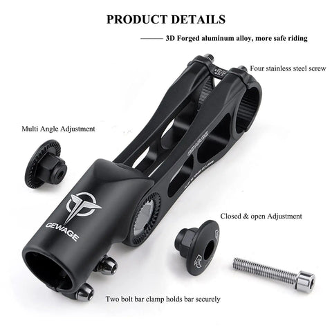 130 Degree Adjustable Dialed In Bicycle Stem With 75mm 90mm And 130mm Options For 31.8mm Handlebars Fits Mountain Road BMX Bikes