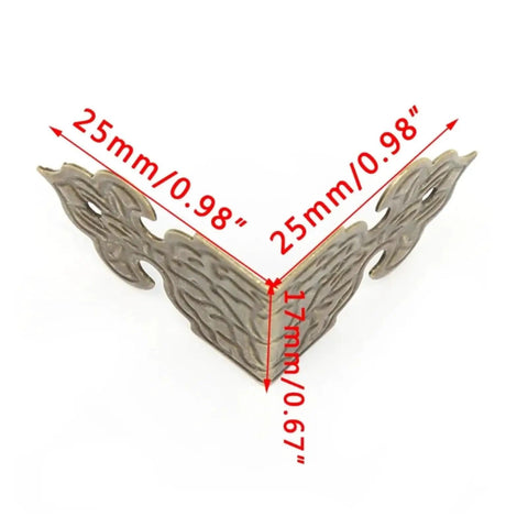 25mm 50 Piece Antique Bronze Corner Brackets and Protectors for Furniture Edges Vintage Brass with frame view