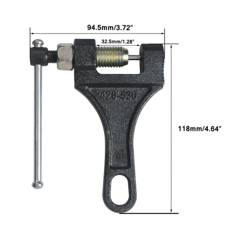 Front 420 Roller Chain 42 and Rear 90 Link Drive Chain Breaker Kit tool dimensions for mini bikes