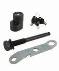 Heavy Duty Trailer Lock Bolt And Hitch Pin Replacement For Bike Racks Anti Theft Security Fastener With Keys And Wrench Plate components laid out on a white background.