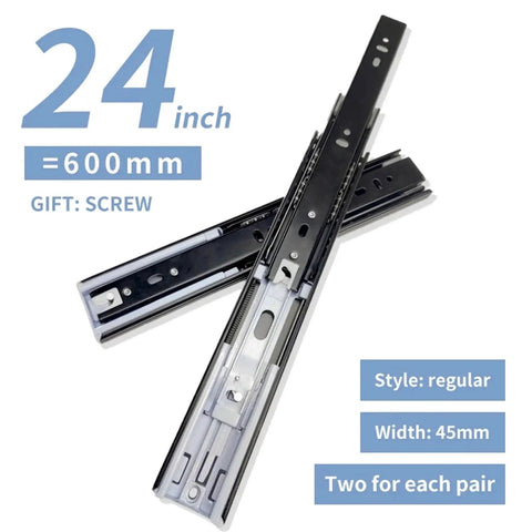 Full Extension Drawer Slides Side Mount 10 To 24 Inch Ball Bearing Metal Black Rails Track Guide Glides Drawer Runners