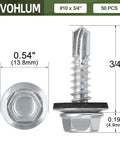 Heavy Duty Metal Roofing Screws Featuring Knockout Rubber Washers And Hex Bit Driver Ten Gauge By Three Fourth Inch Self Drilling Sheet Metal Fasteners for secure installation.
