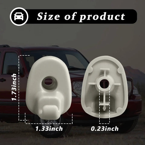 Two Pcs Car Sun Visor Clip For Jeep Liberty 2005-2012 And Dodge Nitro 2008-2012, ABS plastic size dimensions against vehicle background