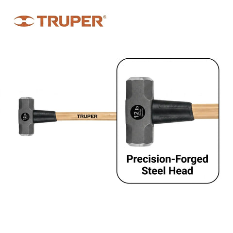 12 Lb Sledge Hammer With 36 Inch American Hickory Handle, Double Faced Forged Steel Head, Heavy Duty Demolition And Construction Tool