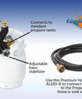 Three Port Propane Distribution Tree for Camping connects three one pound appliances to a standard BBQ tank setup