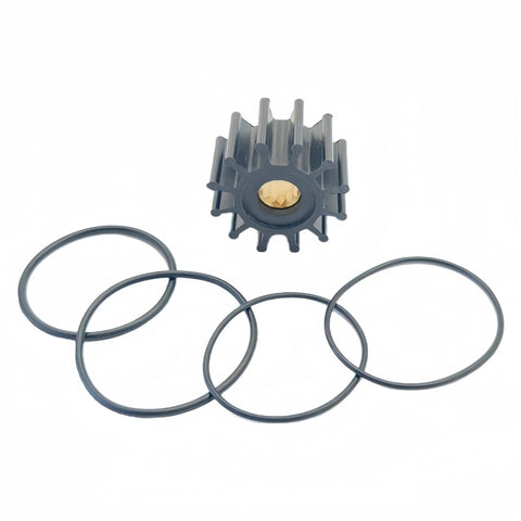 Beefy Sea Water Pump Impeller Kit For Volvo Penta And OMC Marine Engines With 12 Blade Spline Drive Neoprene Impeller Brass Hub