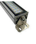 Close-up of Badass 50W LED Industrial Work Lamp With 24V DC Power For CNC Machinery showing metal bracket and LEDs.