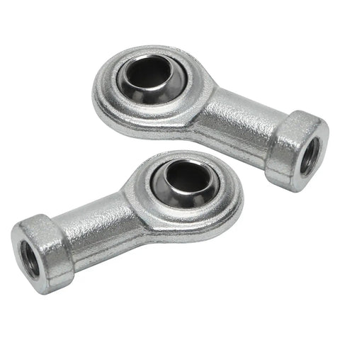 Complete Set Of 4 Rock Solid M8 X 1.25mm Rod End Bearings featuring left and right hand thread steel heim joints for smooth steering upgrades on ATV Go Kart and Quad Rigs, showing two steel rod end bearings.