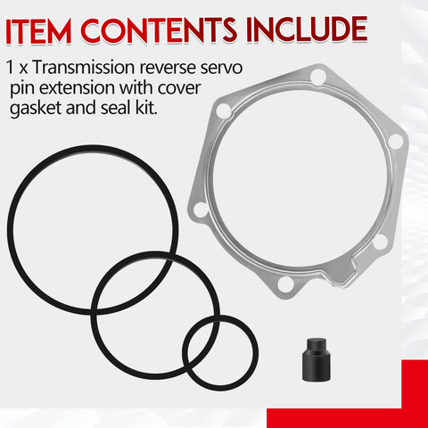 Transmission Reverse Servo Piston Apply Pin Extender Kit For TH-400 And 4L80E With Cover Gasket And Seal Kit Fix Slippage And No-Reverse Issues Includes Seal Trans Reverse Servo Piston Apply Pin, gasket and seals