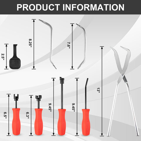 Product dimensions of Drum Brake Tool Kit 8 Piece Pro Set With Brake Spring Pliers, Brake Spoon, Spring Compressor for GM Chassis