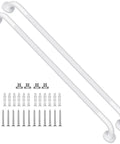 Two Pack 36 Inch White Shower Grab Bars With Anti Slip Knurled Grip Sturdy Stainless Steel Wall Mount Bathroom Safety Handrail