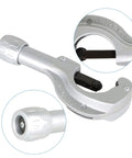 Hydraulic Tube Expander Tool for HVAC Swaging Kit with Tube Cutter, close-up of aluminum alloy build and detail view