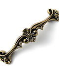 Antique Brass Traditional Cabinet Pulls Six Pack With Three Inch Hole Centers Classic Ornate Cast Handle for Drawers and Cabinet Doors