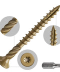 Two Inch Deck Screws For Exterior Wood, Rust Resistant Epoxy Coated Bronze Finish, 311 Pieces, T20 Star Bit, Serrated Threads
